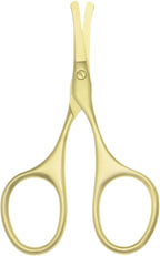 Multicolor Professional Grooming Scissors for Personal Care Facial Hair Removal and Ear Nose Eyebrow Trimming Stainless Steel Fine Straight Tip Scissors 3.9 Inch (Curved Safety Head Gold)
