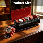 Travel Watch Case (Black/Red Bamboo Grain-3)