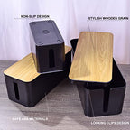 3 Pack Cable Management Box (Wooden Black)
