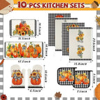 10 Pcs Fall Thanksgiving Pumpkin Kitchen Decor Set Sunflower (Orange / Pumpkin)