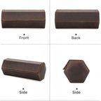 Genuine Leather Watch Roll Travel Case, Vintage Full Grain Leather Hexagon - Image 2