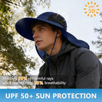 Sun Hat for Men Women with Neck Flap (6 3/4-6 7/8 / 1pack-navy)