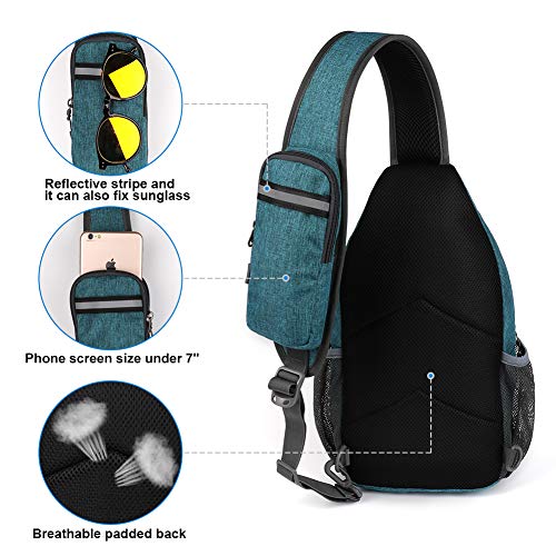 Crossbody Sling Backpack Sling Bag Travel Hiking Chest Bags Daypack (B-teal Blue / Small)