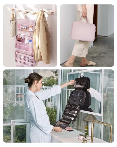 Travel Toiletry Bag with Jewelry Organizer (Beige-2 / Style2-medium Size)