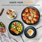 3-Piece 8”, 10”, 12” Forged Lightweight Frying Pan Set (3pc Fry Pan Set / Vanilla Cream)
