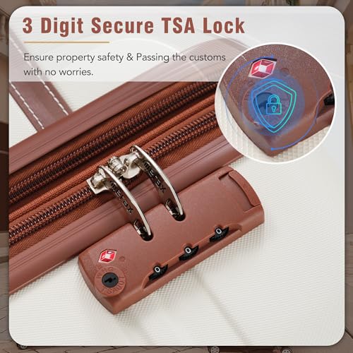 Suitcase Set 24 IN Expandable Luggage with TSA Lock Spinner Wheels (Vintage Luggage / White(24+bags))