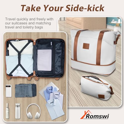 Expandable 22x14x9 Airline Approved 21" Carry On Luggage Set (White)