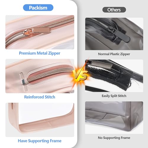 Clear Makeup Bag Travel (4 Pack Beauty Nude Pink / TSA Specialist (4-Pack Medium - Soft))