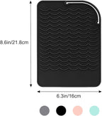 Flat Iron Heat Resistant Silicone Mat for Curling Iron, Hair Straightener Heat Pad, Curling Iron Sleeve, Travel Case Heat Resistant and Other Hair Styling Tools, for Counter, 9 x 6.5 in, Black