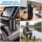 4 Pcs Aluminum Water Bottle 20 oz Reusable Bottles Lightweight Leak Proof Aluminum Sports Travel Bottles with Twist Cap Buckle for Gym (Black)