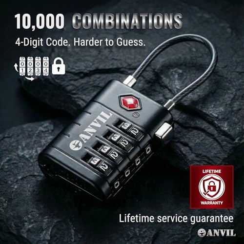 TSA Approved Luggage Locks with Search Alert Indicator (Black)