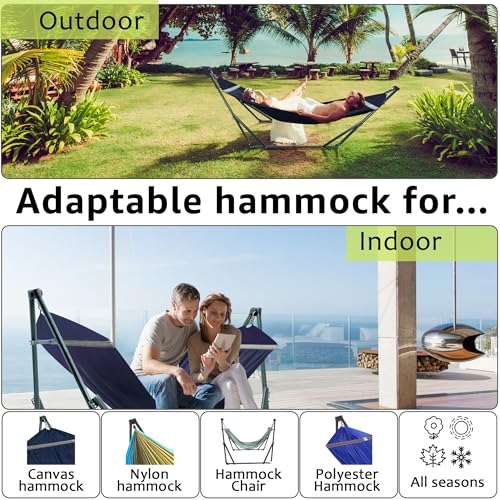 Heavy Duty Hammock Stand with Canvas Net (3. Navy)