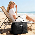 Travel Duffle Bag Expandable Overnight Foldable Carry On Bags for Women (A58-Black / XX-large)