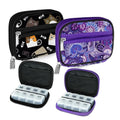 Weekly Travel Pill Organizer Cute Pill Case with 7 Day Pill Box (2 Cases + 2 Boxes / C. Black 03 + Purple 01)