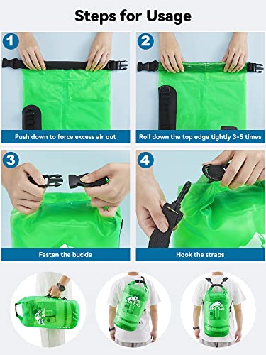 Dry Bag Waterproof Backpack with Phone Case (Green / 10L)