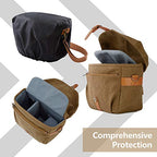 Canvas Crossbody Camera Bag with Rain Cover for Women Men (02-Kahki)