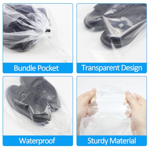 100 Pack 10x14 inch Transparent Shoe Bags for Travel (10x14 inch)