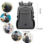17 Inch Travel Laptop Backpack Water Resistant College Backpack for Men Laptop Bag with USB Charging Port (Light Grey / 17 Inch)