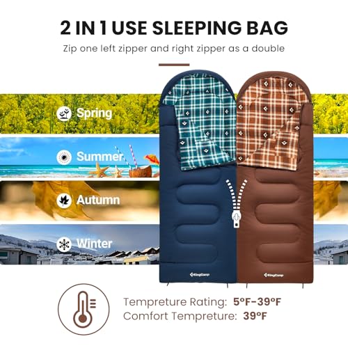 Cotton Flannel Sleeping Bag (COFFEE BROWN / Right Zip)
