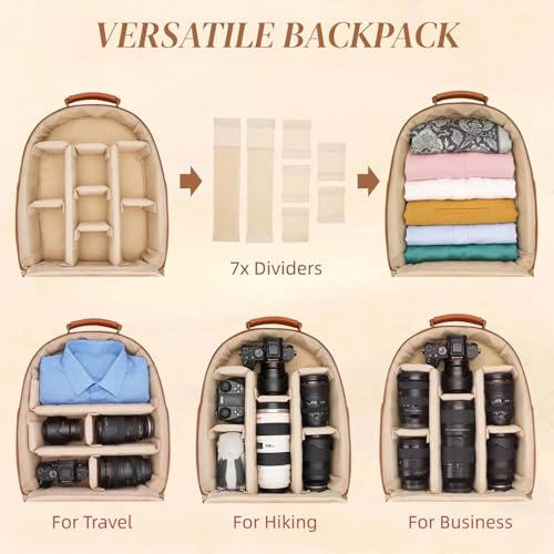 Camera Backpack Classic PU Leather for DSLR (Brown / 20L)