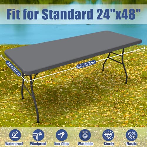 2 Pack Rectangle Spandex Fitted Table Cloth (Grey / 48" x 24" (Rectangular))