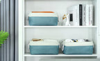 Fabric Storage Bin with Handles (White And Green / Medium -13.8Lx9.8Wx6.7H)