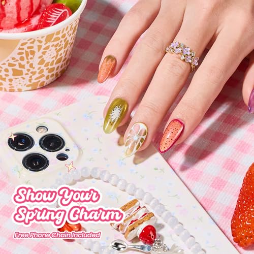 Beetles Fruit Magnet Cat Eye Gel Nail Polish Set (A - Pink Red Green | Silent Meditation)
