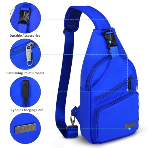 Sling Bag for Women (Leather Royal Blue / Small)