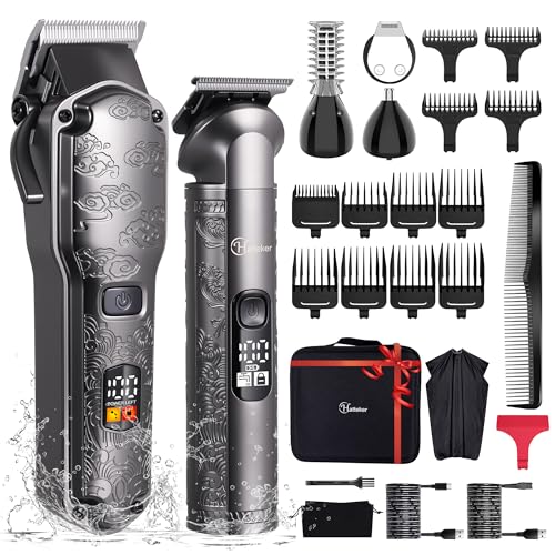 Professional Hair Clippers for Men Beard Trimmer Clippers Set Waterproof T (Grey)