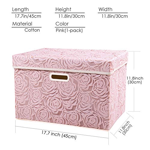 Larger Collapsible Storage Bin with Lid [1 (Pink / Large(1-Pack))