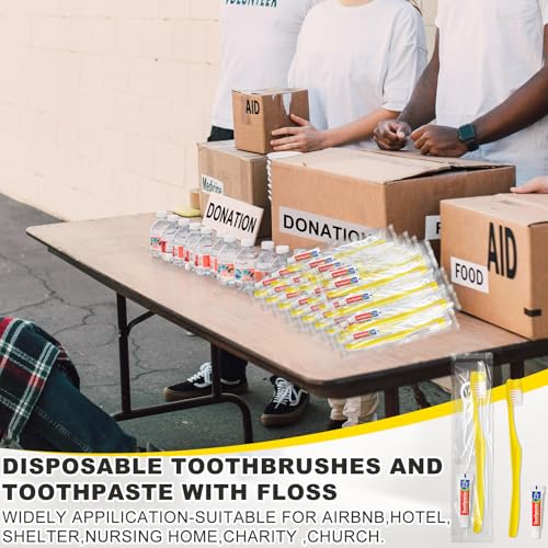 50 pcs Disposable Toothbrushes with Toothpaste and Floss