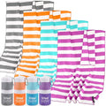 2 in 1 Microfiber Beach Towel (L 60"x30"+24"x15" / Purple Stripe)