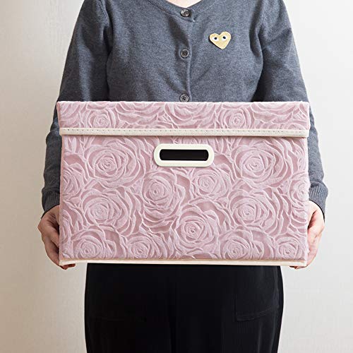 Collapsible Storage Boxes with Lids [5 (Pink / Medium(5-Pack))