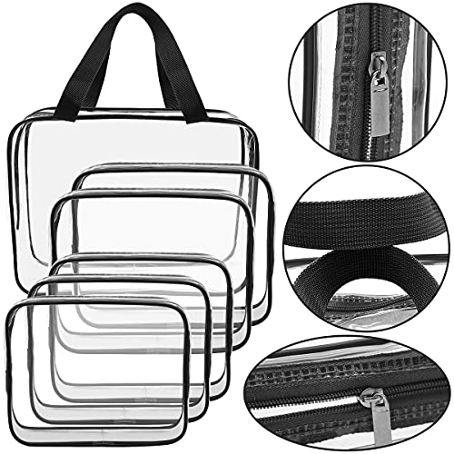 6 Packs Clear Makeup Bags (Black-6PCS (Large+Medium+Small))