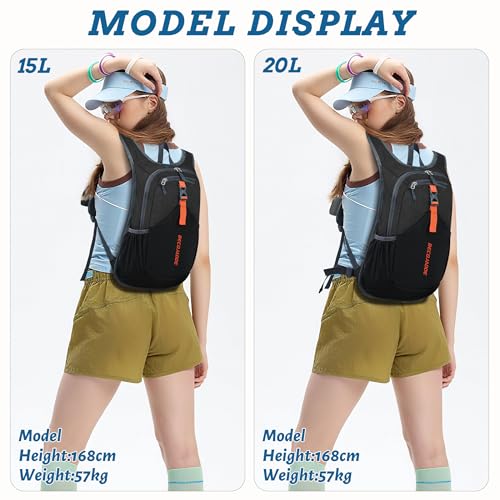 15L Small Hiking Backpack for Men Women Foldable Packable Back Pack Ultralight Hiking Daypack for Travel Camping Outdoor (Black / 15L)