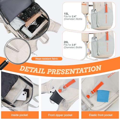 15L Small Hiking Backpack for Men Women Foldable Packable Back Pack Ultralight Hiking Daypack for Travel Camping Outdoor (Beige / 15L)