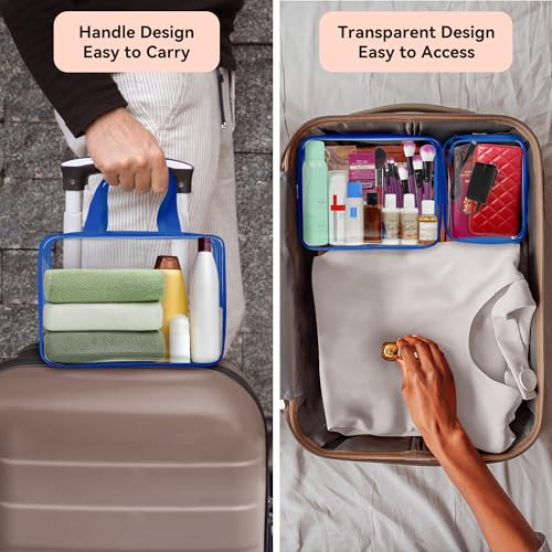 10 PCS Clear Travel Bags for Toiletries (Blue)