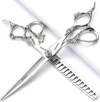 6/7/8/9 Inch Professional Slim Japanese Hairdressing Scissors Set for Men or Women (7 Inches, 2 Pieces-B)