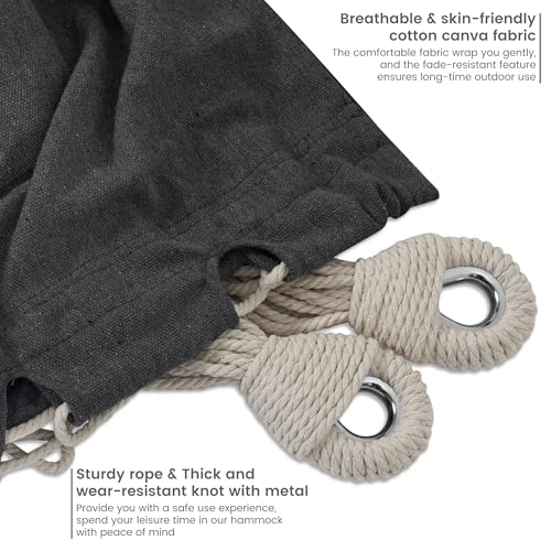 Lazy Daze Portable Hammock with Stand (Black Frame- Deep Gray)