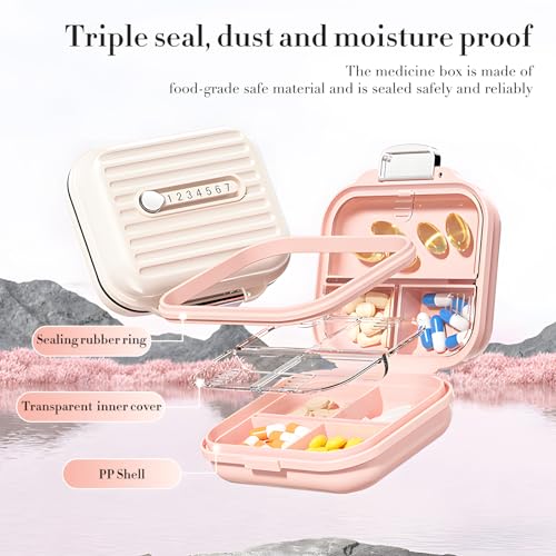 Travel Pill Organizer Box with Labels (S / Pink)
