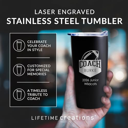 Personalized Football Coach Tumbler (Football / White)