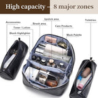 Travel Makeup Bag Cosmetic Bags for Women (E-1-Black)
