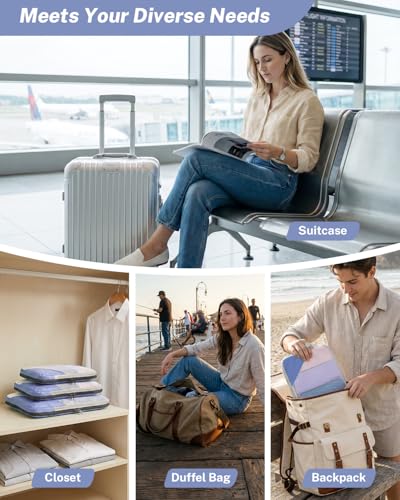 Compression Packing Cubes for Travel (Set of 10 / Light Purple)