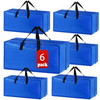 Heavy Duty Extra Large Blue Moving Bags with Strong Zipper Backpack Handles (Blue / 6 Pack)