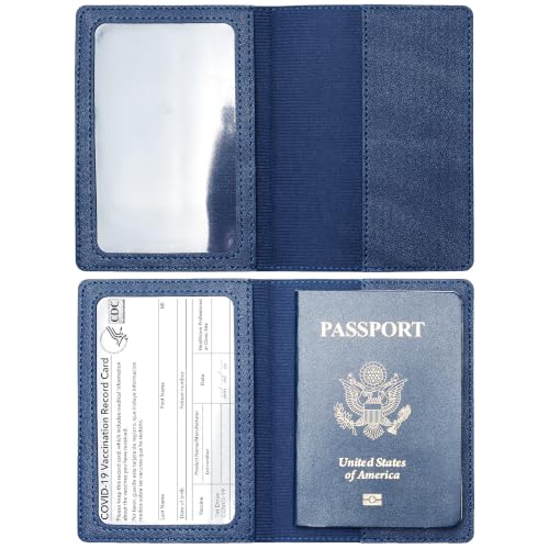 2 Pack Passport Covers & Vaccine Card Holder (Blue & Red)