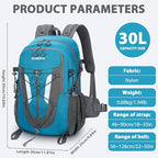 Hiking Backpack 30L Lightweight Travel Daypack Small Day Pack for Men Women Outdoor Camping Backpacking (Blue)