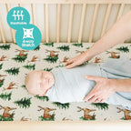 Baby Fitted Crib Sheets (Sika Deer&foliage / 52X28 Inch)