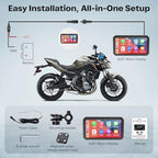 6.25 Inch Wireless Motorcycle Carplay GPS Navigation System with Apple Carplay and Android Auto Portable Screen with Dual Bluetooth (6.25 Inch+Magnetic Mount)