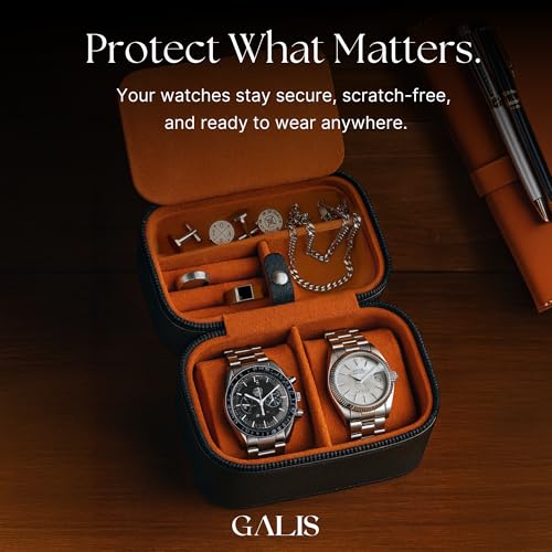 Luxury Watch Travel Case for Men (Black & Orange)
