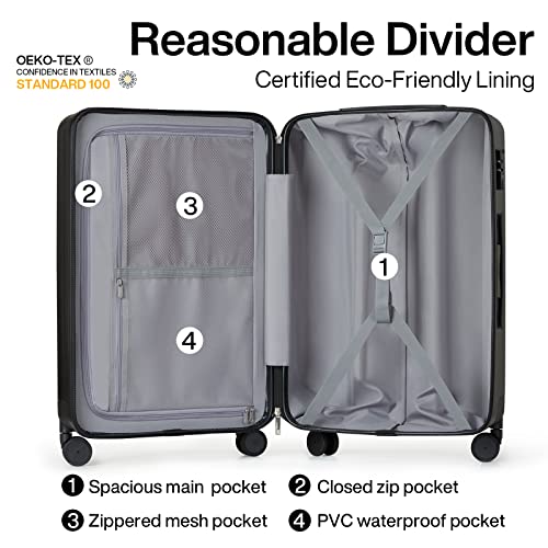 Luggage Sets 2 piece Carry On Luggage with Wheels PC Hard Shell Suitcases Lightweight Checked Travel Luggage Large Travel Suitcase Woman Men 20 (2 Pc Set (20/29) / Jet Black)